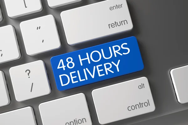 Blue 48 Hours Delivery Keypad on Keyboard. 3D. — Stock Photo, Image