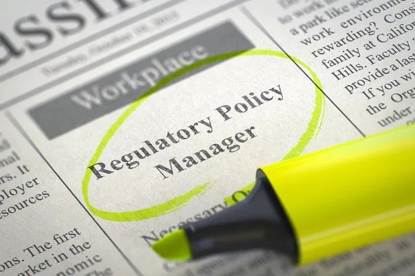 Were Hiring Regulatory Policy Manager. 3D. — 图库照片