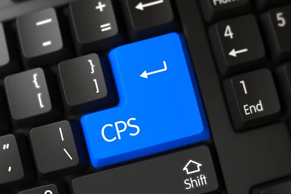 Teclado con teclado azul - CPS. 3D . — Foto de Stock