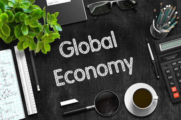 Глобальная экономика на черной доске. 3D рендеринг
.