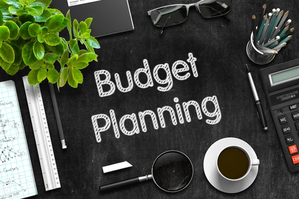 Budget planning-tekst op zwarte schoolbord. 3D-rendering. — Stockfoto