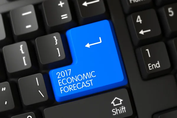 Blue 2017 Economic Forecast Keypad on Keyboard. 3D. — Stock Photo, Image