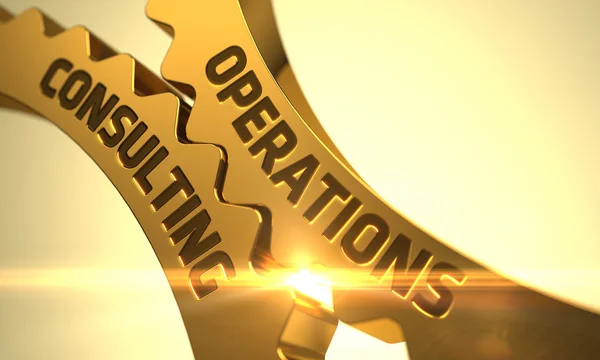 Operations Consulting Concept. Golden Cog Gears. 3D. — Stock Photo, Image