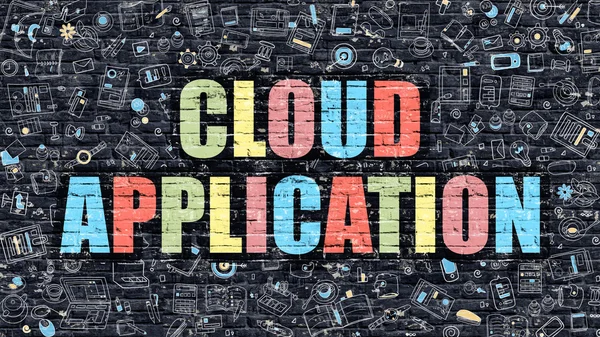 Cloud Application Concept. Multicolor on Dark Brickwall.