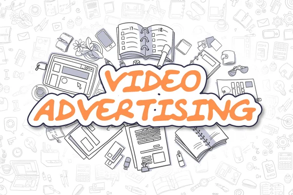Video Advertising - Cartoon Orange Word. Business Concept. — Stock Photo, Image