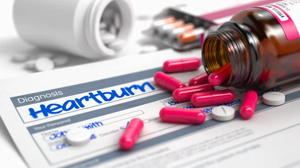 Heartburn - Phrase in History of the Present Illness. 3D. — Stock Photo, Image