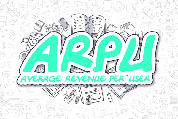 ARPU - Doodle Green Word. Business Concept.