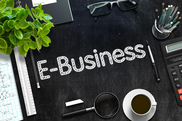 E-Business koncept på Black Chalkboard. 3D-rendering. — Stockfoto