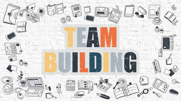 Team Building on White Brick Wall. — Stock Photo, Image