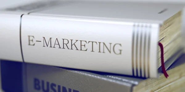 E-marketing Concept. Book Title. 3D. — Stock Photo, Image