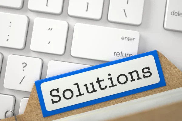 Karta plików z napisami Solutions. 3d. — Zdjęcie stockowe