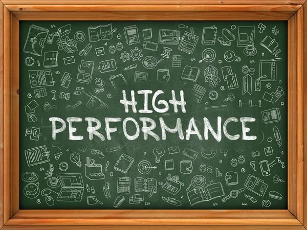 Hand Drawn High Performance on Green Chalkboard. — Stockfoto