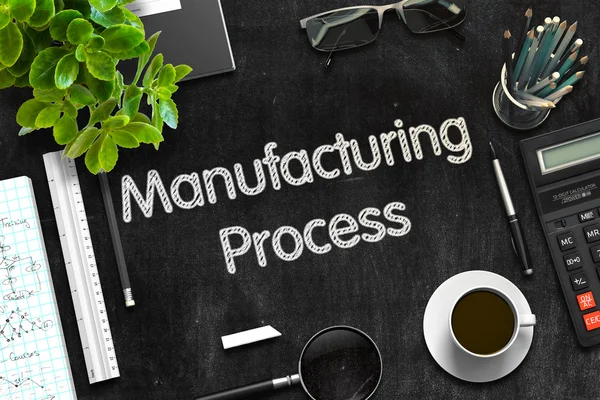 Manufacturing Process on Black Chalkboard. 3D Rendering. — Stock Photo, Image
