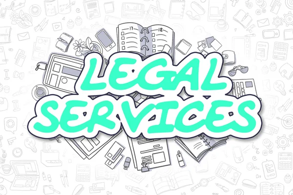 Serviços Jurídicos - Cartoon Green Word. Conceito de negócio . — Fotografia de Stock