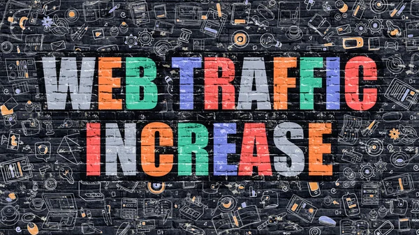 Web Traffic Increase in Multicolor. Doodle Design. — Stock Photo, Image