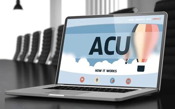 Acu auf Laptop im Konferenzraum. 3d. — Stockfoto