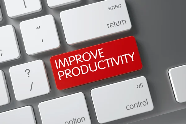 Rosso Migliora il pulsante di produttività sulla tastiera. 3D . — Foto Stock