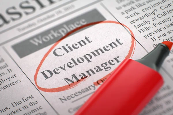 Nous embauchons un gestionnaire du développement de la clientèle. 3D . — Photo