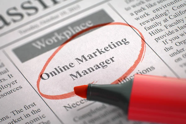 Job Opening Online Marketing Manager. 3D. — Stockfoto