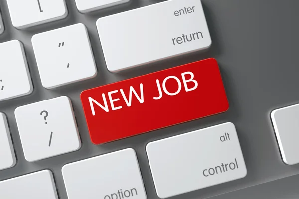 Red New Job Button on Keyboard. 3D. — Stock Photo, Image