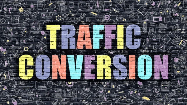 Traffic Conversion Concept with Doodle Design Icons. — Stock Photo, Image