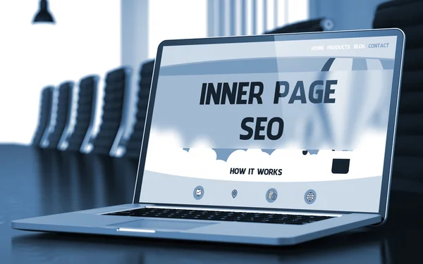 Landing Page of Laptop with Inner Page SEO concept. 3D . — стоковое фото