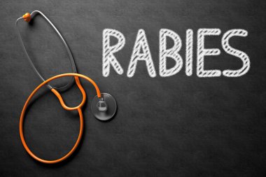 Rabies on Chalkboard. 3D Illustration. clipart