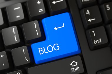 Mavi Klavye Tuş Takımı Blog Closeup. 3d.