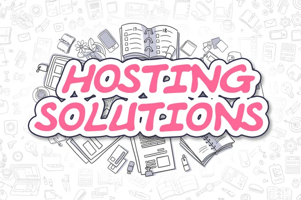 Hosting oplossingen-doodle magenta text. Business concept. — Stockfoto