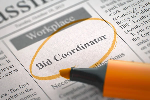 Bid Coordinator Job Vacancy. 3D. — Stock Photo, Image