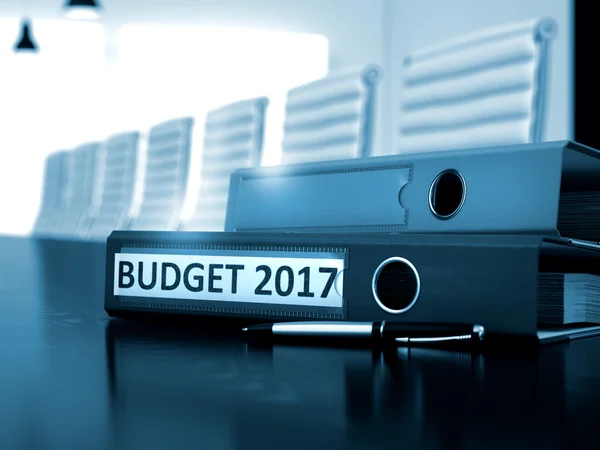 Budget 2017 w witrynie Office Binder. Rozmyty obraz. 3d. — Zdjęcie stockowe