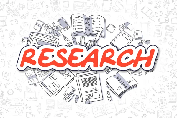 Research-cartoon rode inscriptie. Business concept. — Stockfoto