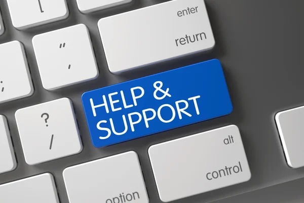 Βοήθεια και υποστήριξη-μπλε κλειδί. 3d. — Φωτογραφία Αρχείου