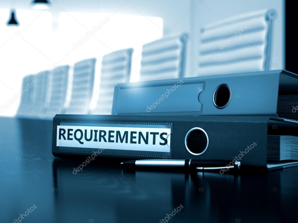 Requirements on Office Folder. Toned Image. 3D.