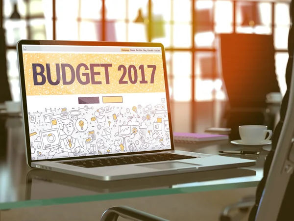 Ekran laptopa z budżetem 2017 Concept. 3d. — Zdjęcie stockowe