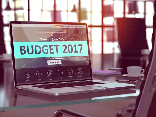 Ekran laptopa z budżetem 2017 Concept. 3d. — Zdjęcie stockowe