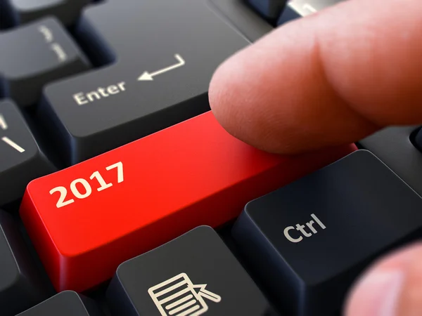 2017-konceptet på röd tangentbordsknapp. 3d. — Stockfoto