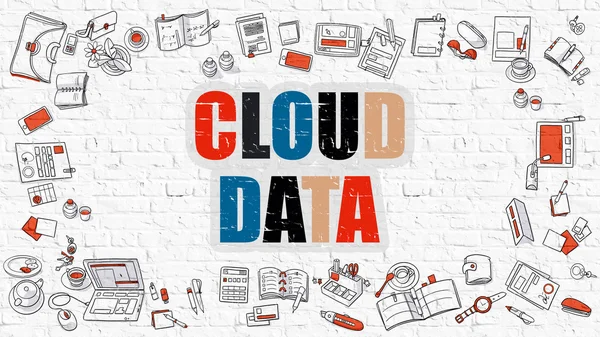 Dati cloud in multicolore. Design Doodle . — Foto Stock