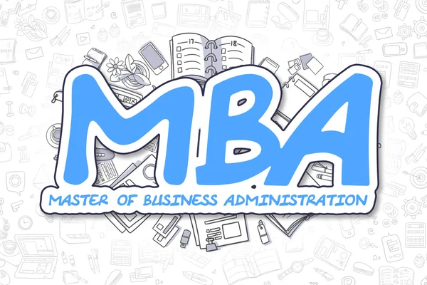 Mba - kritzelnde blaue Inschrift. Geschäftskonzept. — Stockfoto