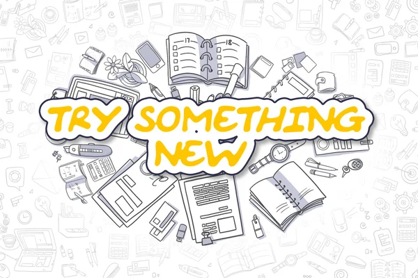 Try Something New - Cartoon Yellow Word. Business Concept. — Stock Photo, Image