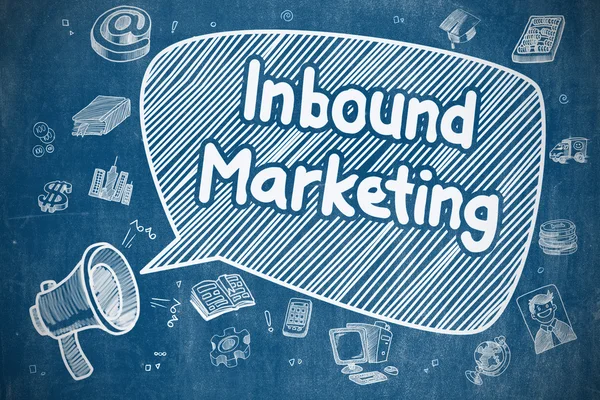 Inbound Marketing - Cartoon-Illustration auf blauer Tafel. — Stockfoto