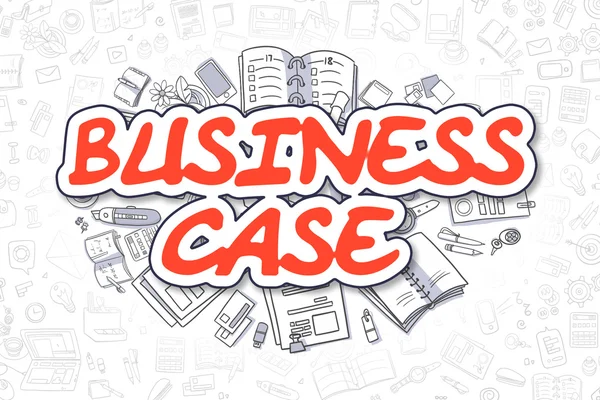 Business Case - Doodle Red Word. Business Concept.