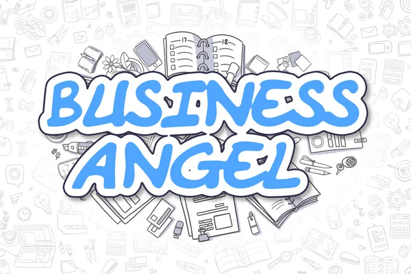 Business Angel Doodle Blue Inscription (en inglés). Concepto de negocio . — Foto de Stock
