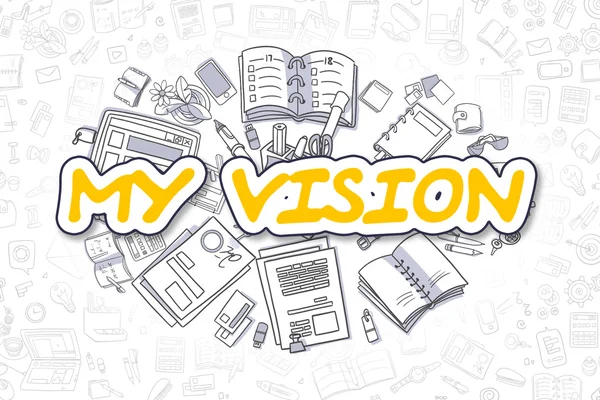 My Vision - Testo giallo Doodle. Concetto aziendale . — Foto Stock