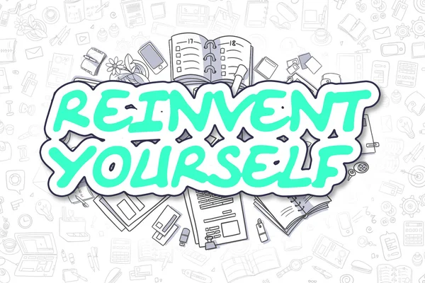 Reinvent Yourself - Cartoon Green Word. Business Concept. — Stock Photo, Image