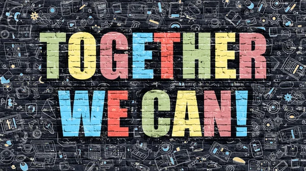 Together We Can Concept. Multicolor on Dark Brickwall. — Stock Photo, Image