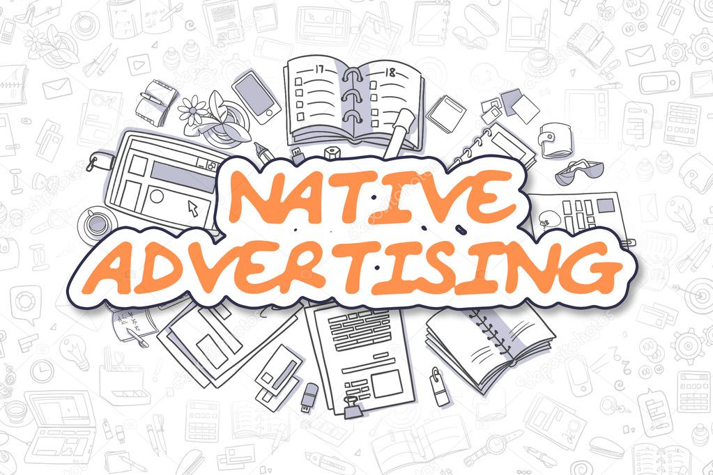Native Advertising - Doodle Orange Word. Business Concept.