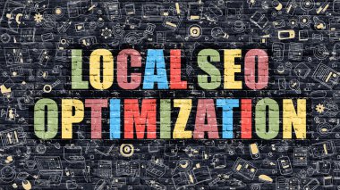 Dark Brickwall üzerinde Çok renkli Yerel Seo Optimizasyonu.