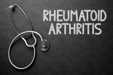 Rheumatoid Arthritis - Text on Chalkboard. 3D Illustration. clipart