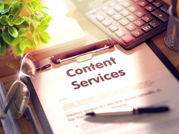 Klembord met Content Services. 3D renderen. — Stockfoto